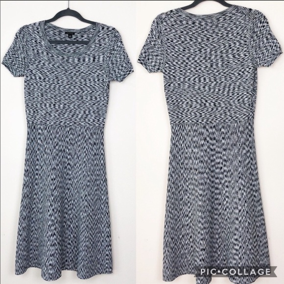 Ann Taylor Space Dyed Gray A Line Work Midi Dress - Picture 3 of 11
